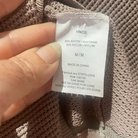 Vince Engineered Mesh Sweater in Deep Tan/Beige, Size Medium - Picture 6 of 7